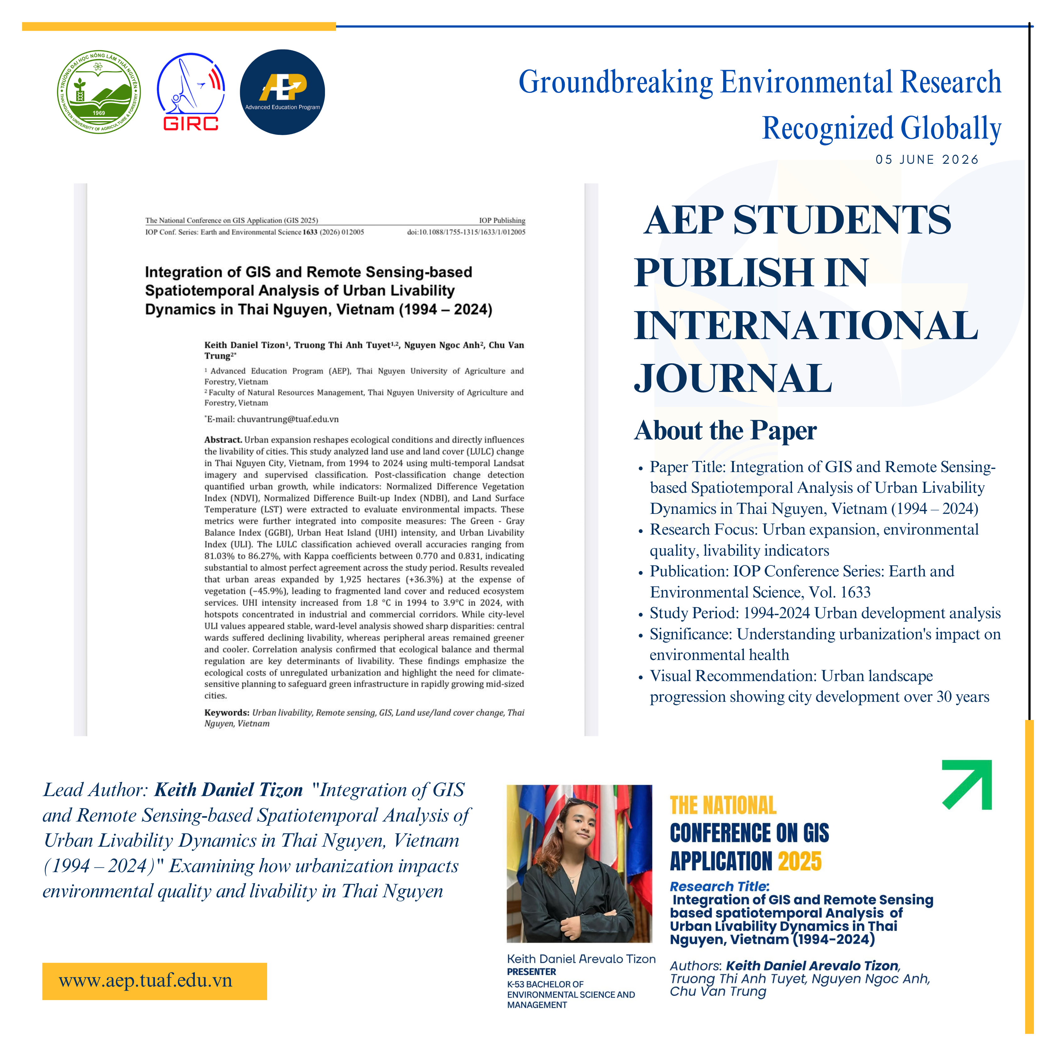 Excellence Recognized Globally: Two AEP Students Publish Groundbreaking Research in International Peer-Reviewed Journal